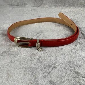 Brighton Red Leather With Heart‎ Accent Silver Tone Size 32 Made In USA B10057